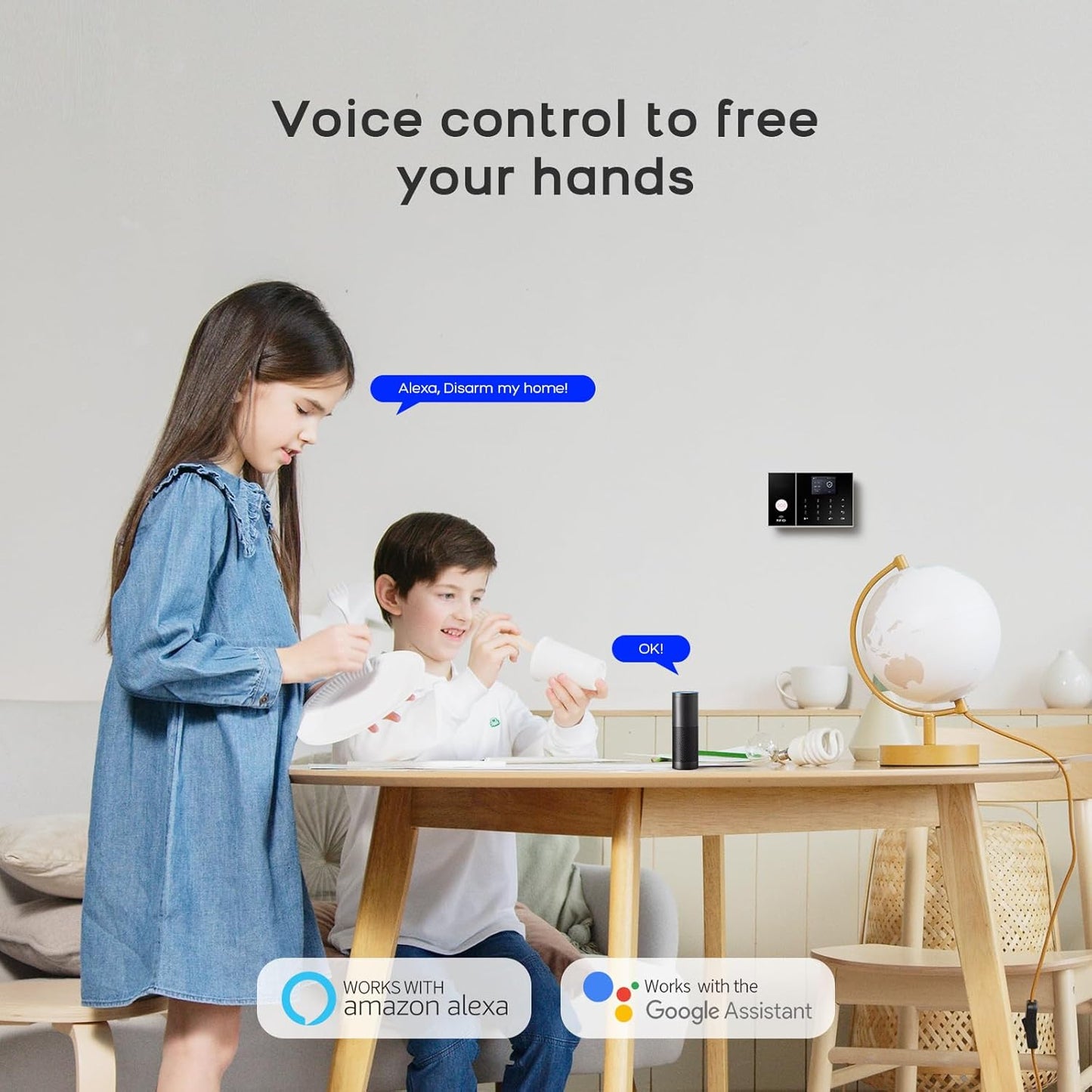 Security Alarm System 99+3 Zone Auto Dial Wifi+Gsm/4G Home Burglar Security Wireless GSM Alarm System Detector Sensor Kit Remote Control,Smart Life Tuya APP,NO Monthly Fees