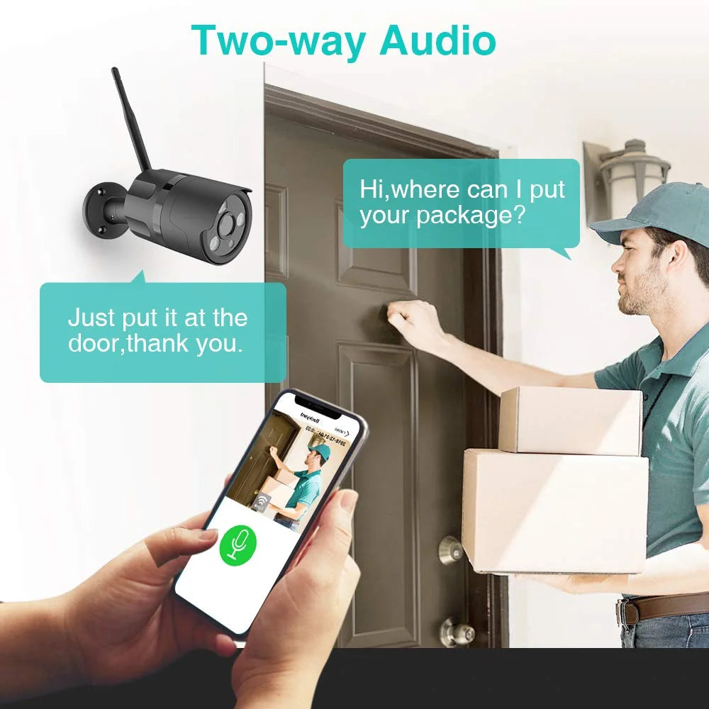Wireless Security Camera,  Outdoor Wifi Security Camera with Motion Detection Weatherproof Night Vision-Black