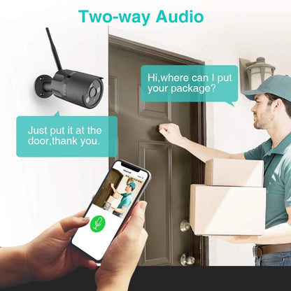 Wireless Security Camera,  Outdoor Wifi Security Camera with Motion Detection Weatherproof Night Vision-Black