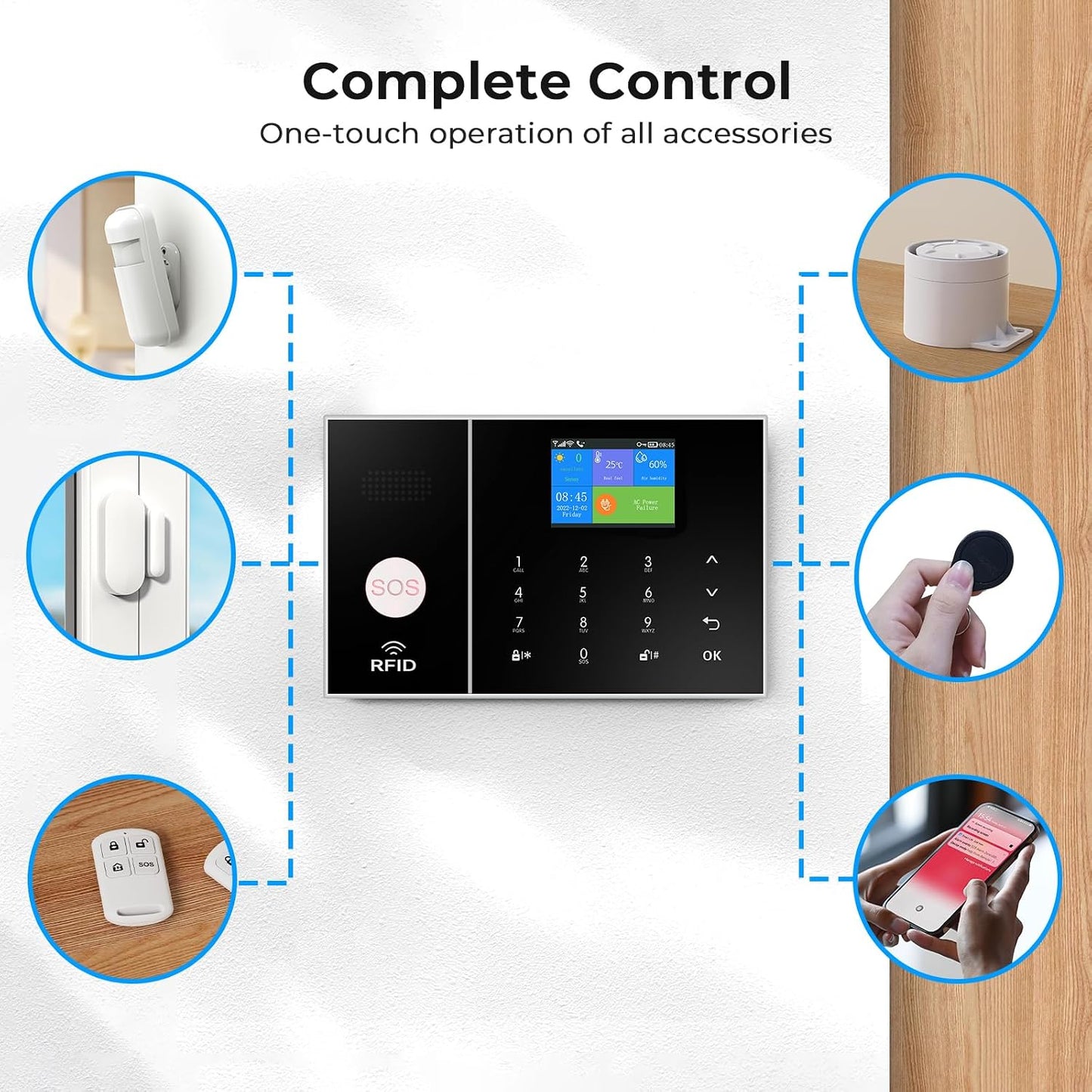 Security Alarm System 99+3 Zone Auto Dial Wifi+Gsm/4G Home Burglar Security Wireless GSM Alarm System Detector Sensor Kit Remote Control,Smart Life Tuya APP,NO Monthly Fees