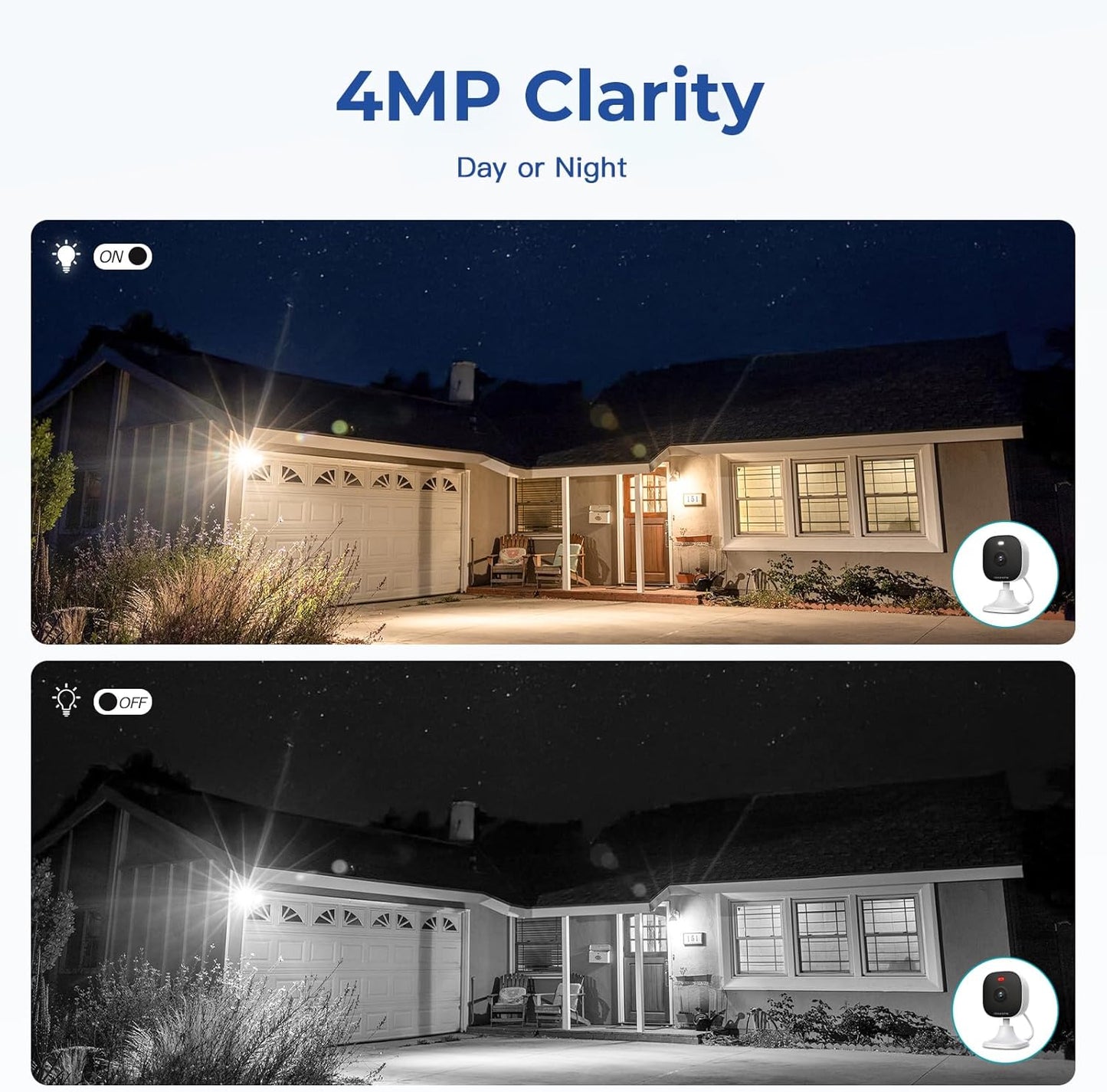4MP Indoor Cameras for Home Security Outdoor, Home Security Camera System, 2.4G/5G Camera for House/Elder/Dog/Pet/Baby, Plug and Play, Support Card/Cloud (Not Included), 9.84Ft Wire, 2PCS