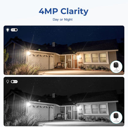 4MP Indoor Cameras for Home Security Outdoor, Home Security Camera System, 2.4G/5G Camera for House/Elder/Dog/Pet/Baby, Plug and Play, Support Card/Cloud (Not Included), 9.84Ft Wire, 2PCS