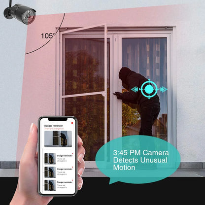 Wireless Security Camera,  Outdoor Wifi Security Camera with Motion Detection Weatherproof Night Vision-Black