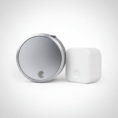 Smart Lock Pro + Connect Hub - Wi-Fi Smart Lock for Keyless Entry - Works with Alexa, Google Assistant, and More – Silver
